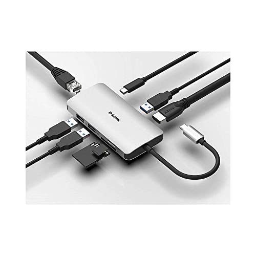 D-LINK USB-C 8-en-1 HDMI SD /microSD card reader and charging