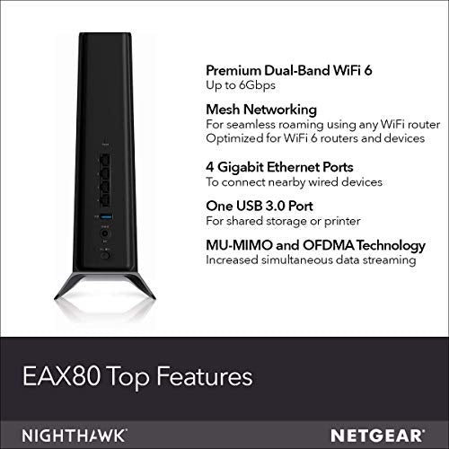 NETGEAR EAX80 Répéteur WiFi 6  Mesh Nighthawk AX6000