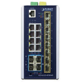PLANET IP30 Industrial L3 8-Port Géré Gigabit Ethernet (10/100/1000) Bleu, Blanc