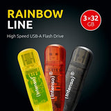 INTENSO Clé USB 2.0 Rainbow Line - Pack de 3 x 32 Go