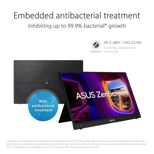 ASUS ZenScreen MB16ACV Portable USB Monitor 15.6p Full HD IPS Hybrid Signal Solution USB Type-C Flicker Free Blue Light Filter