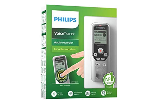 PHILIPS Dictaphone VoiceTracer DVT1250 : Optimisé pour les notes, 1 mic 4Go Mono