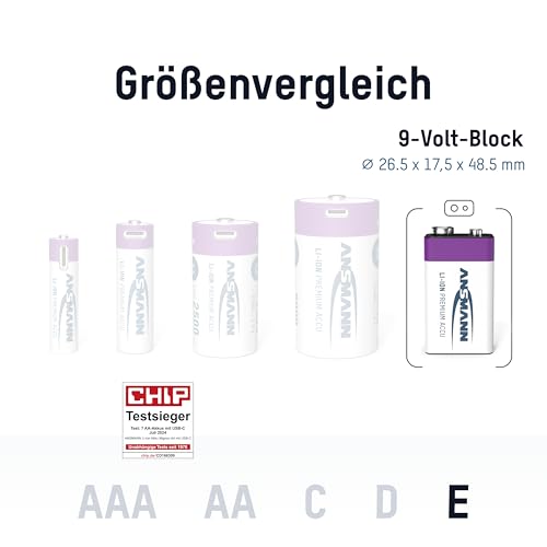 ANSMANN Accu lithium block E - 9V, rechargeable Type-C