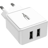 CHARGEUR SECTEUR 2 PORTS USB Type-A 2,4 A BLANC