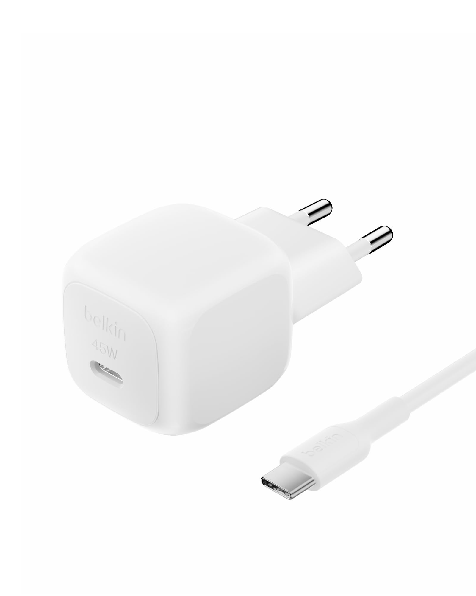 BELKIN 45W USB PD Wall Charger with PPS WHT w/ 1m 3aMP PVC C-C Cable