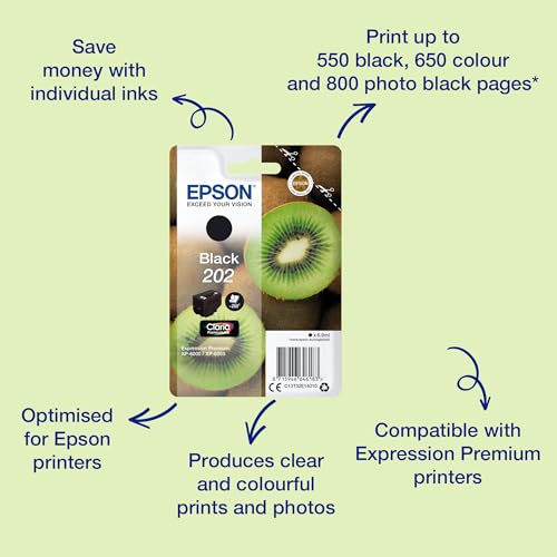 EPSON 4LB Singlepack Black 202 Kiwi Clara Premium Ink