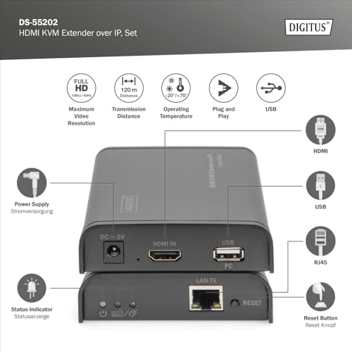 Digitus DS-55202 extension KVM Émetteur et récepteur