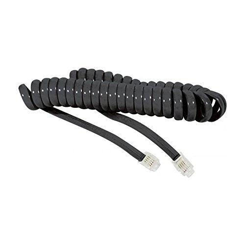 Cordon téléphonique spiralé RJ9 / RJ9 noir - 1,8 m