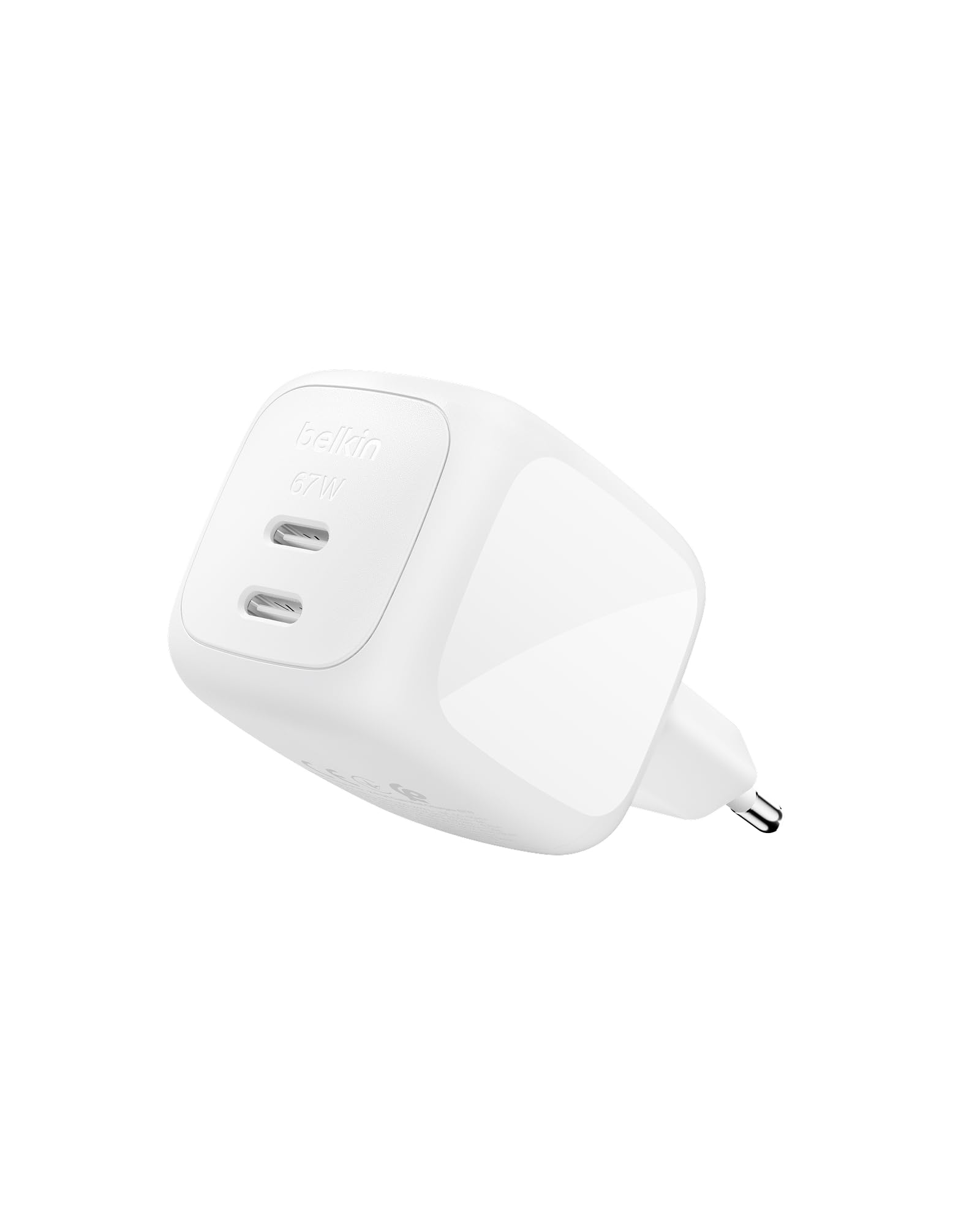 BELKIN BoostCharge 67W Dual USB-C PD Wall Charger with PPS WHT