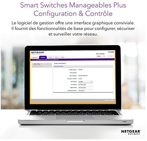 NETGEAR GS105E Switch Prosafe+ 5 ports Gigabit manageable