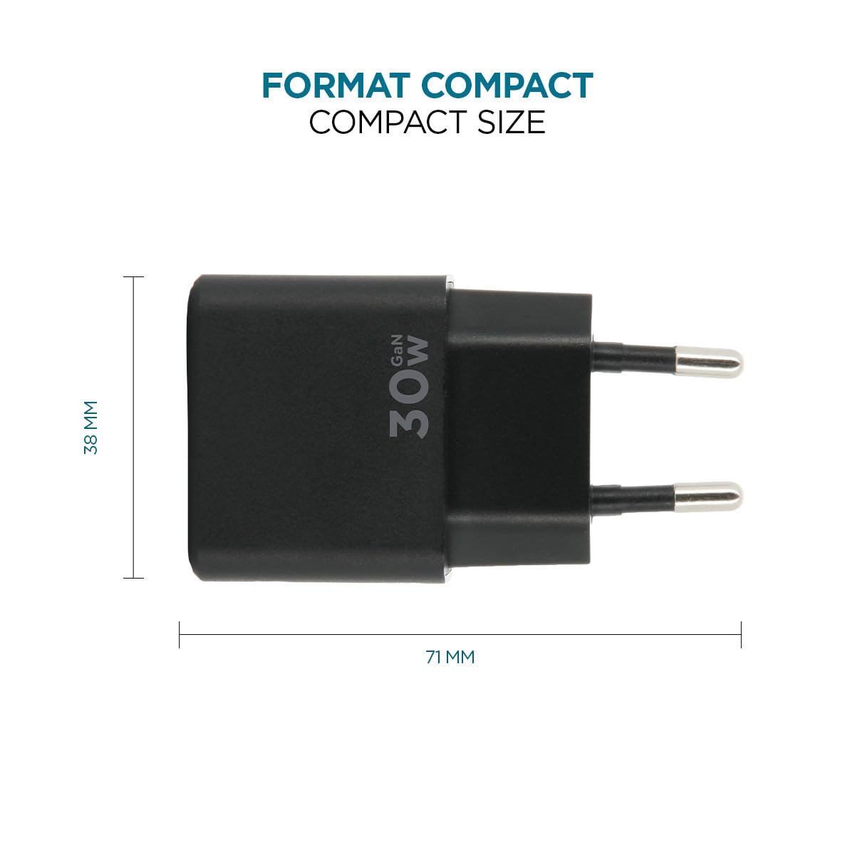Wall Charger 30W 1 USB A+1 USB C GaN