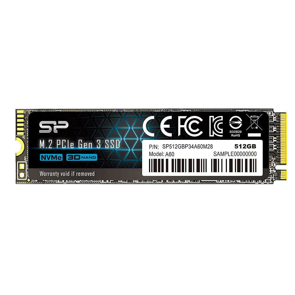 SILICON POWER SSD P34A60 512Go M.2 PCIe Gen3 x4 NVMe 2200/1600 Mo/s