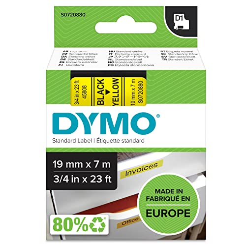 DYMO Ruban D1 - 19 mm noir sur jaune