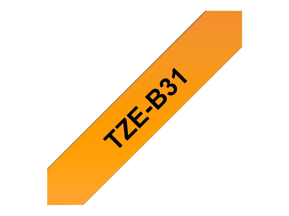 BROTHER P-TOUCH TZE-B31 noir sur neon orange 12mm