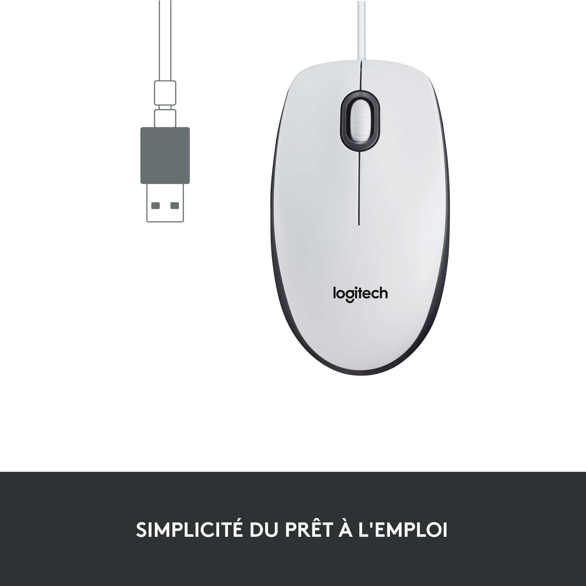 LOGITECH M100 Mouse full size right and left-handed optical 3 buttons wired USB