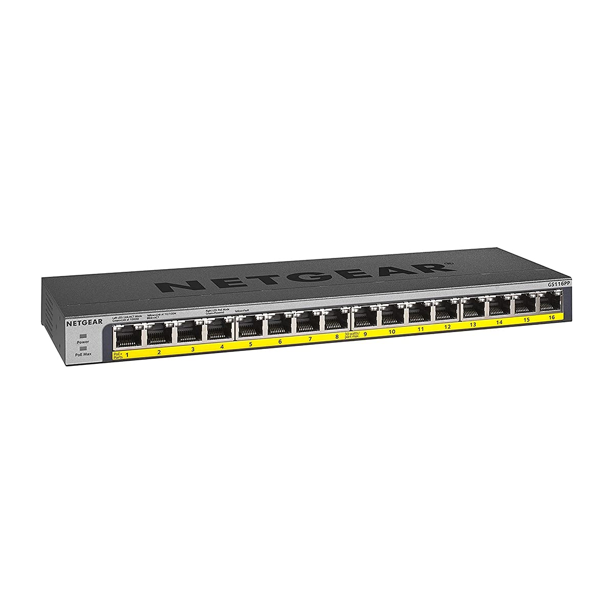 NETGEAR GS116PP SWITCH 16 PORTS GIGABIT POE+ 183W