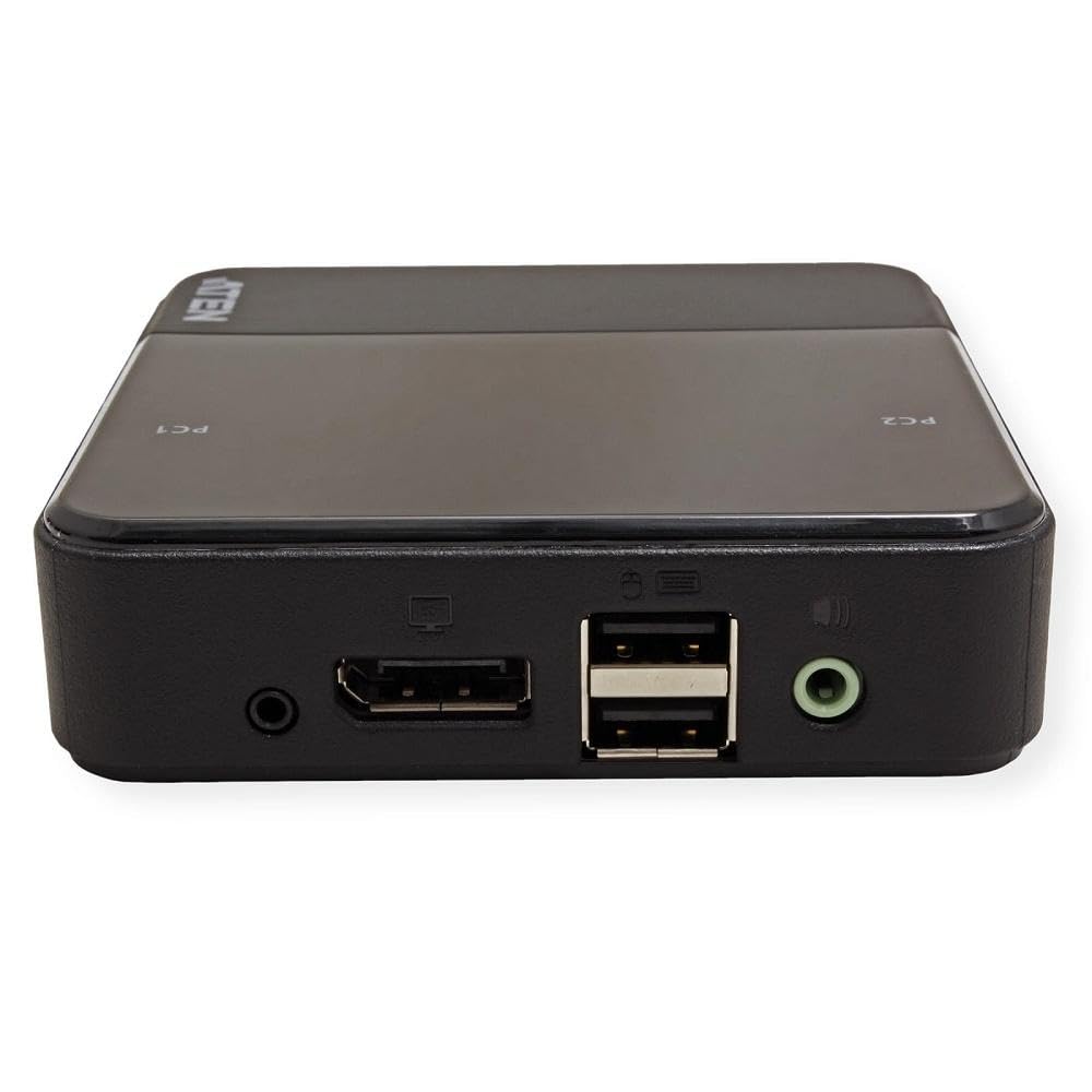 Commutateur KVM DisplayPort/audio USB 2 ports (4K pris en charge et câbles inclus) - 4096 x 2160 pixels - 4K Ultra HD - 2,18 W - Noir