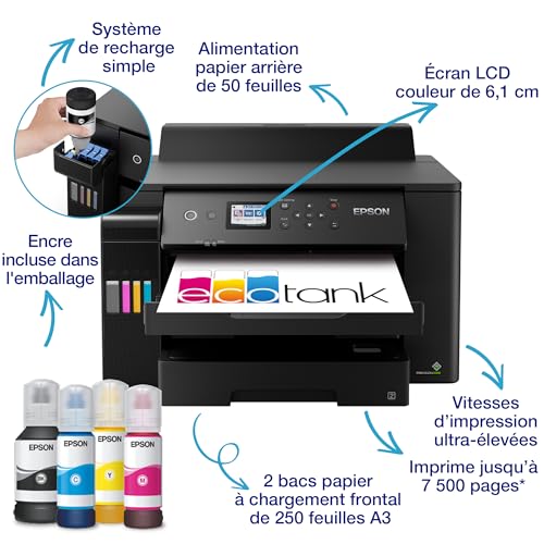 EPSON EcoTank ET-16150 Printer colour Duplex ink-jet A3 4800x1200dpi 25ppm mono/25ppm colour 550 sheets USB LAN Wi-Fi black