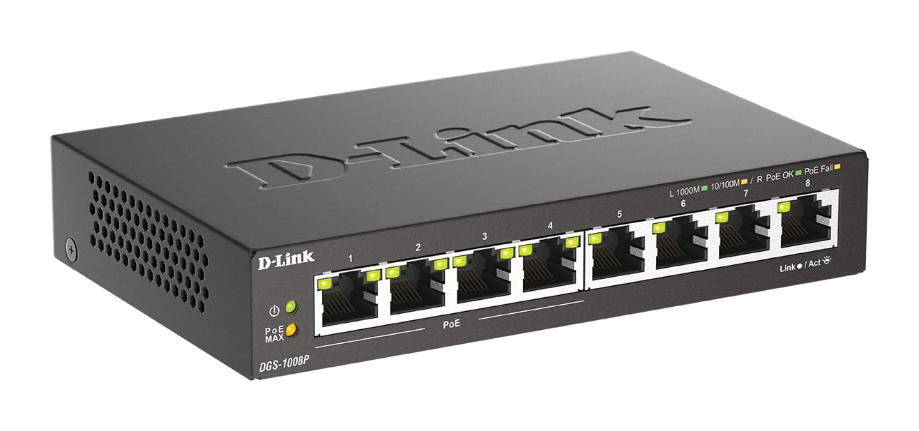 D-LINK Switch gigabit ethernet non admin 8 ports 10/100/1000Mbps dont 4 PoE