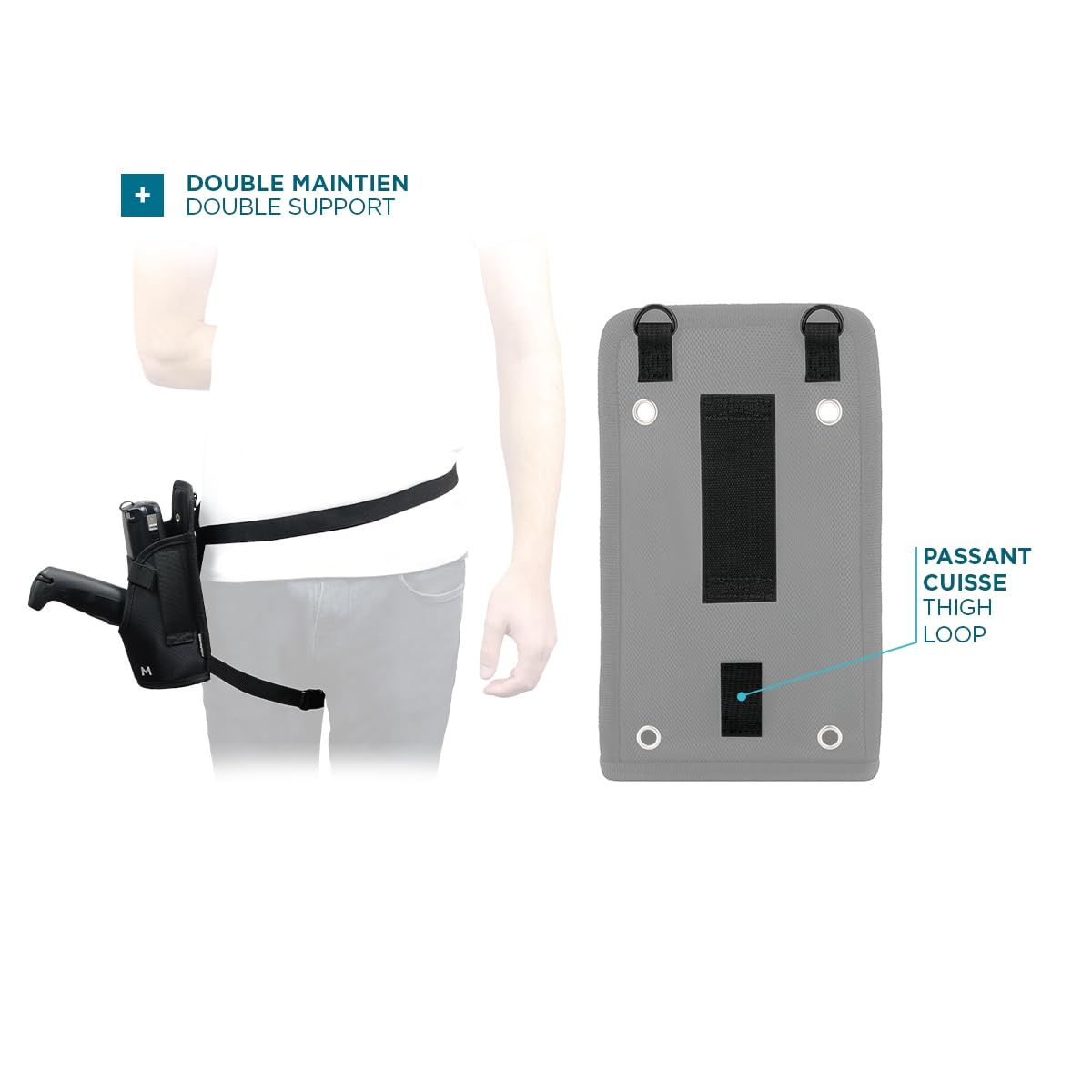MOBILIS Étui Holster portable poignée pistolet + Ceinture + Cuissarde - Taille L
