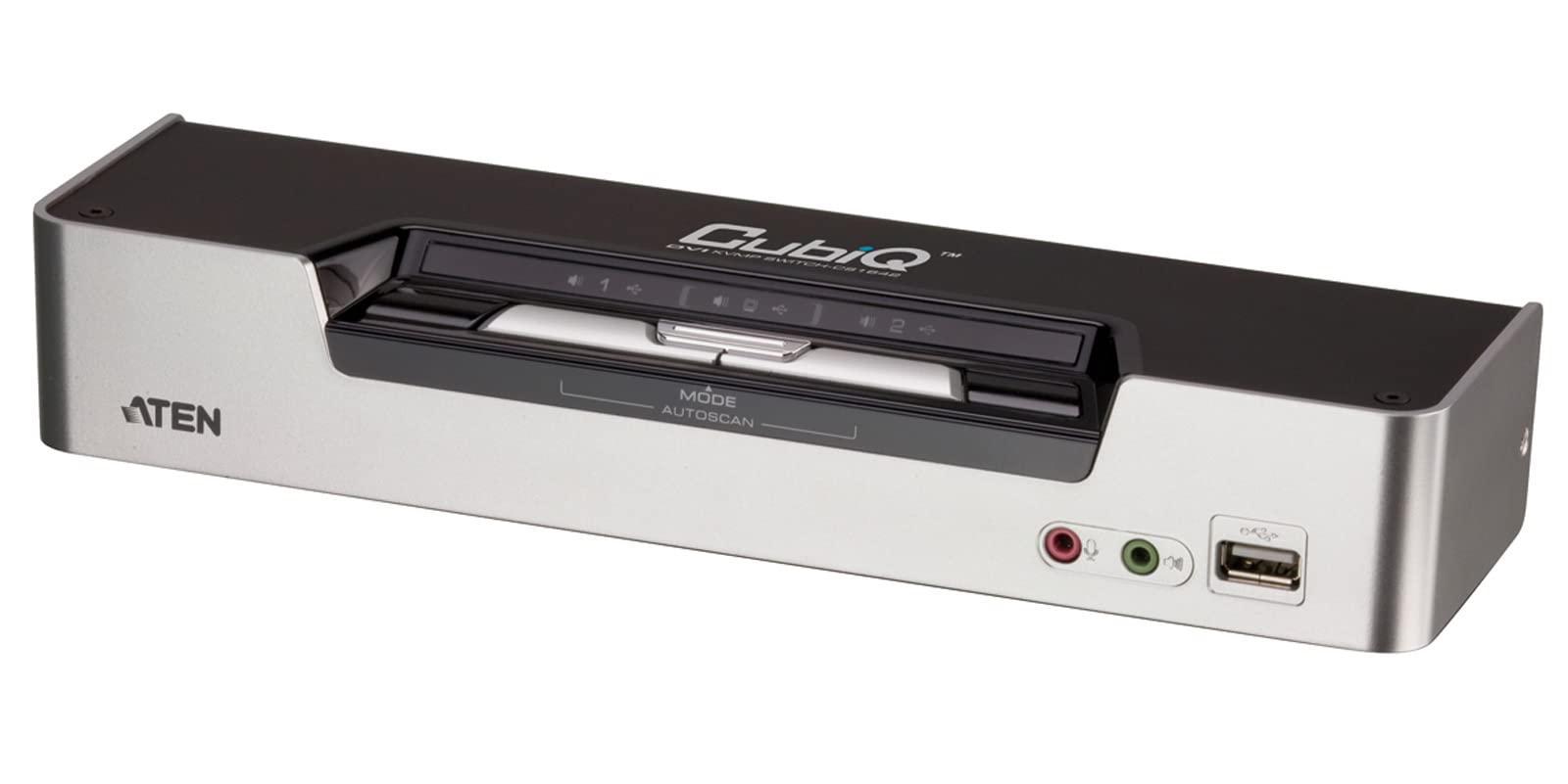 Commutateur KVMP™ deux affichages/audio DVI Dual Link USB 2 ports - 2560 x 1600 pixels - Ethernet/LAN - Grille de montage - 10,6 W - 1U - Noir - Argent