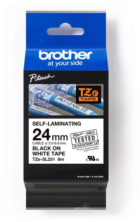 BROTHER Ruban laminé standard noir/blanc 24mm - TZESL251