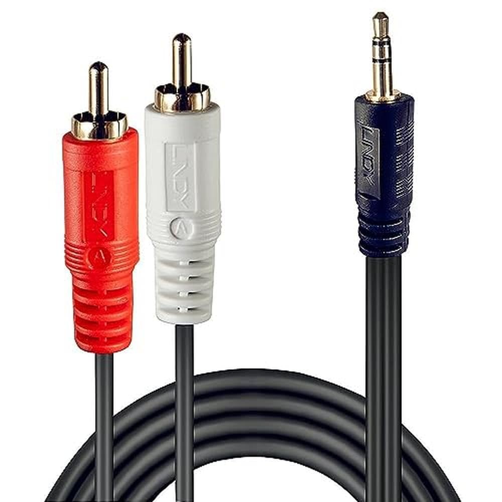 LINDY Premium Audio Adaptercable 2m 2x Phono/RCA to 3.5mm Stereo Jack