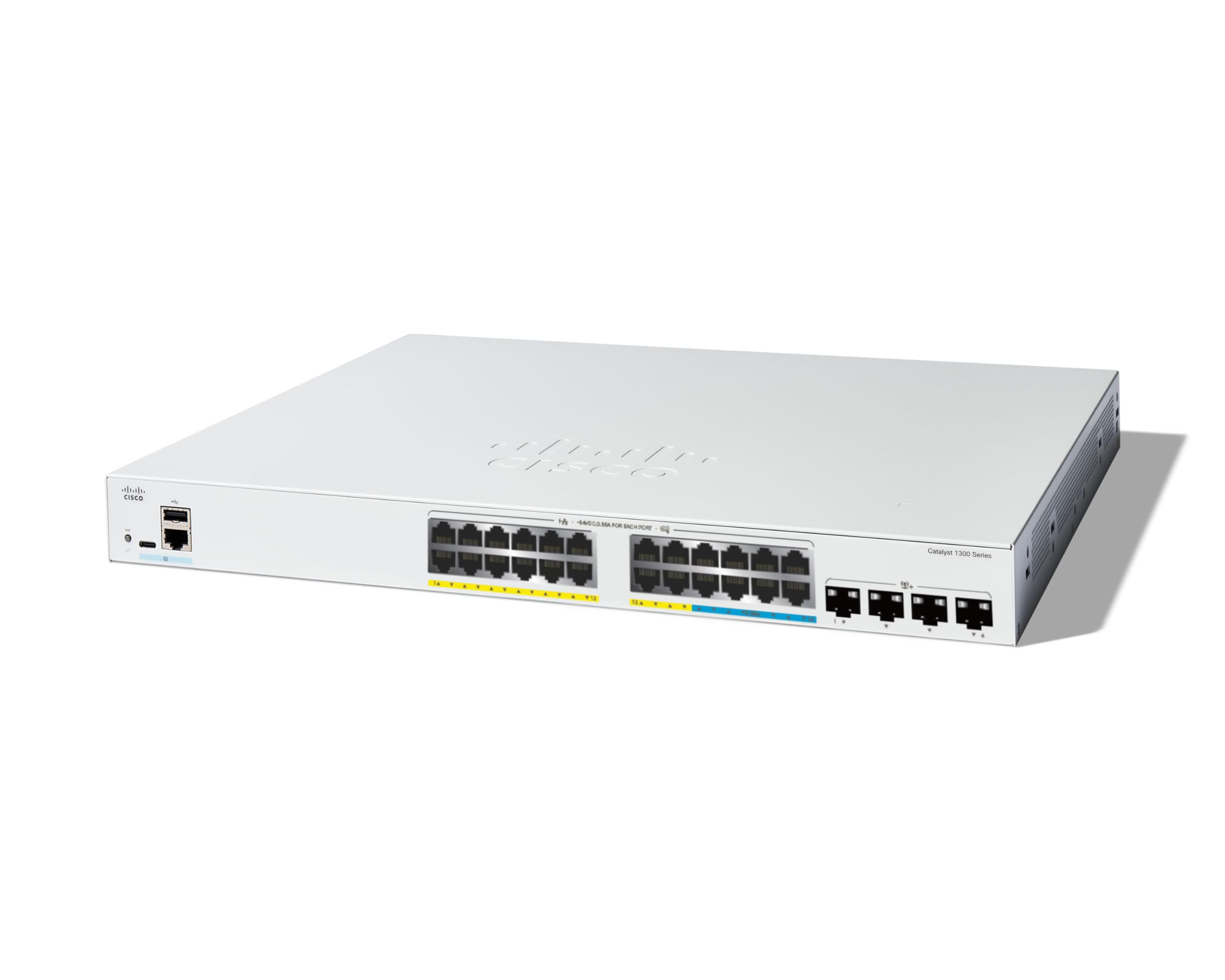 CISCO Catalyst 1300 24-Port Switch / 8-Port 2.5GE + 16-Port 1GE PoE+ with 375W power budget 4 x 10G SFP+ Uplinks