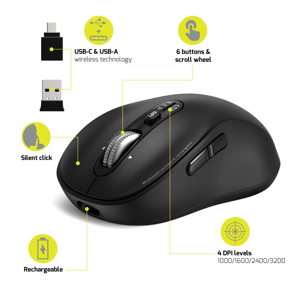 PORT DESIGNS Mouse Rechargeable Bluetooth Combo Pro Type C