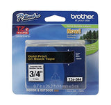 Ruban laminé standard BROTHER Blanc/Noir 18mm TZE-345
