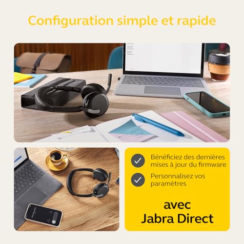 Jabra Evolve2 65 Flex Casque Avec fil &sans fil Arceau Bureau/Centre d'appels USB Type-C Bluetooth Noir