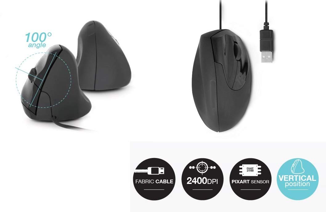 URBAN FACTORY Souris Ergo Filaire USB Droitier