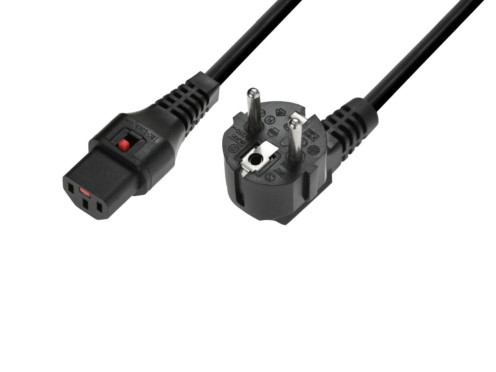 IEC-LOCK Cordon d alimentation CEE7 / C13 à verrouillage noir - 1,0 m