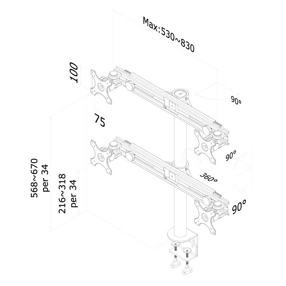 NEOMOUNTS FPMA-D700D4 Support dÃ©cran Ã  fixer 19-30p