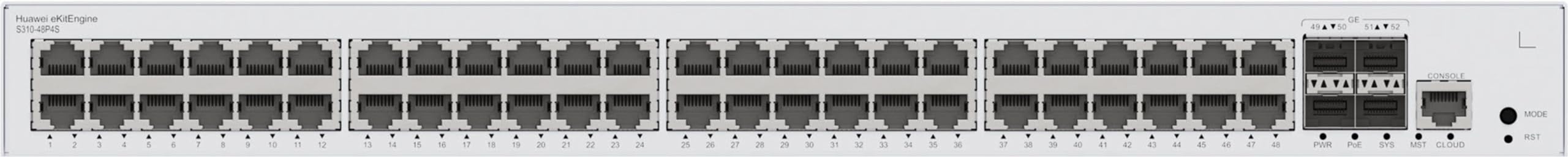 HUAWEI S310-48P4S 48x10/100/1000BASE-T ports 380W PoE+ 4xGE SFP ports built-in AC power eKit