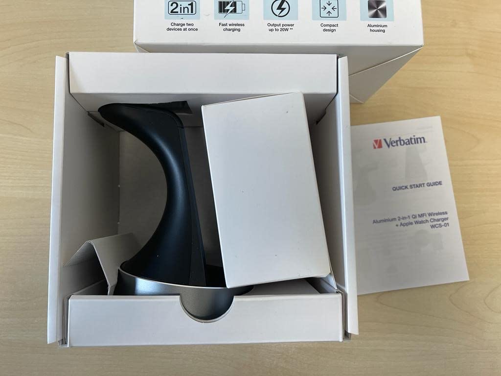 VERBATIM WCS-01 ALUMINIUM 2-IN-1 QI MFI WIRELESS + APPLE WATCH CHARGER WCF (P)