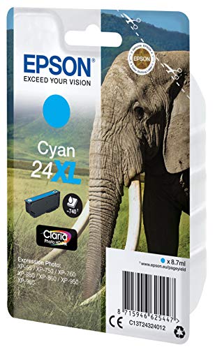 EPSON 1LB 24XL ink cartridge cyan high capacity 8.7ml 740 pages 1-pack RF-AM blister w/s