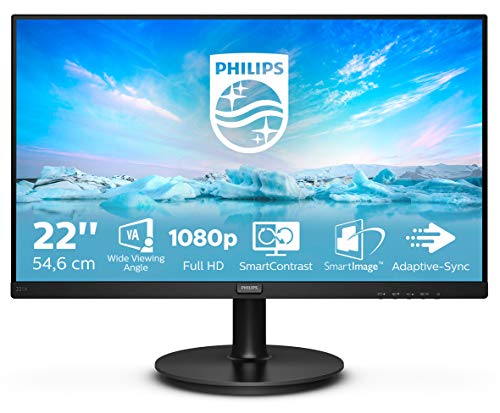 PHILIPS 221V8/00 Écran LED - 22''- 1920 x 1080 Full HD (1080p) @ 75 Hz - VA - 200 cd/m² - 4000:1 - 4 ms - HDMI, VGA