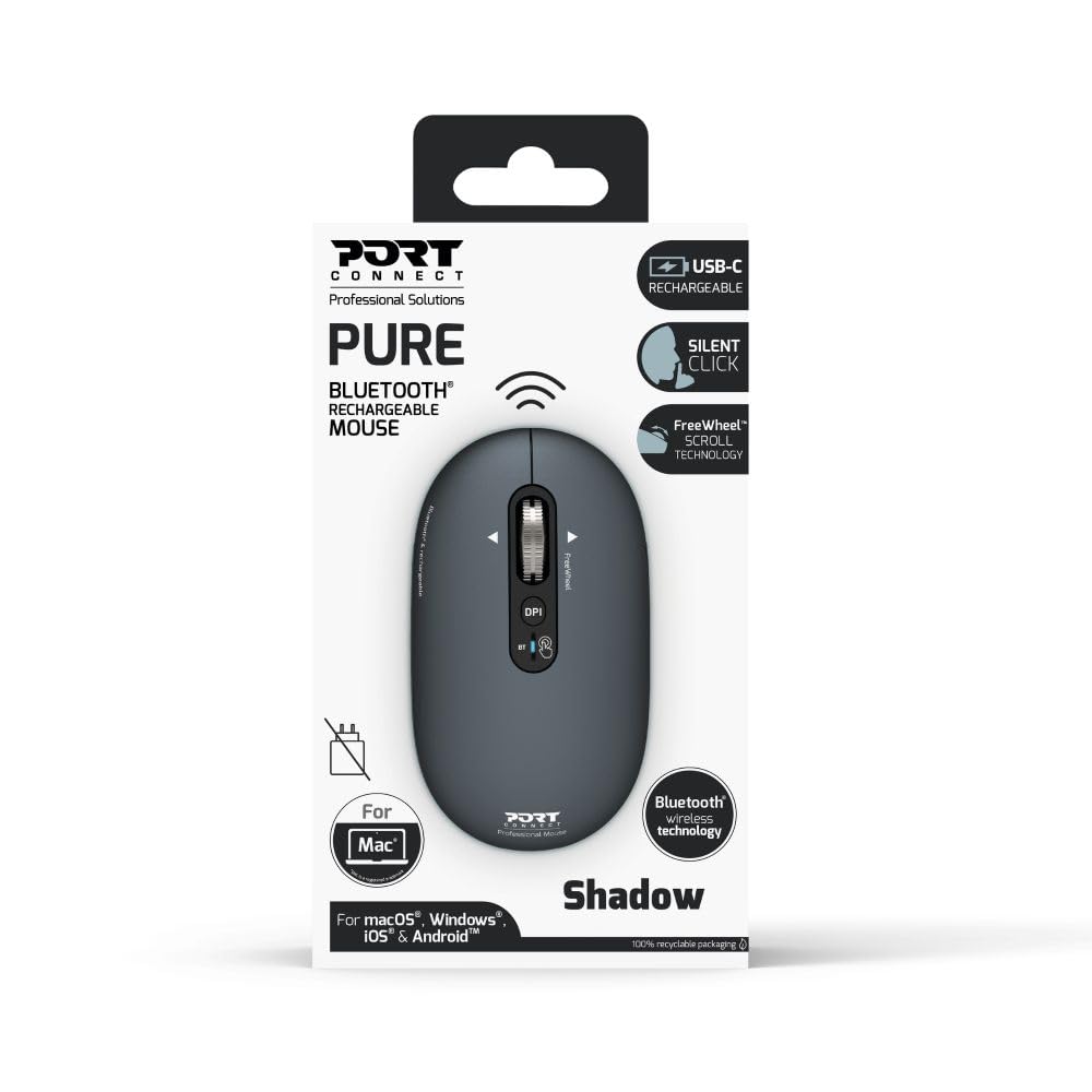 PORT DESIGNS Mouse Rechargeable Bluetooth Pure Mac - Shadow