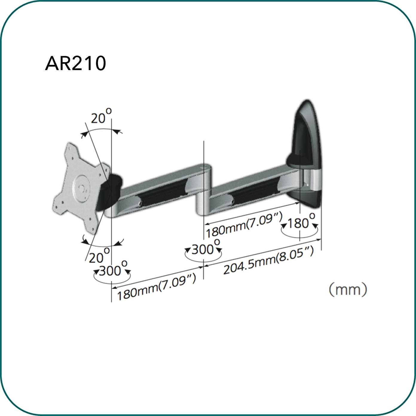 AAVARA Bras mural pivotant AR210 pour écrans 15-24"