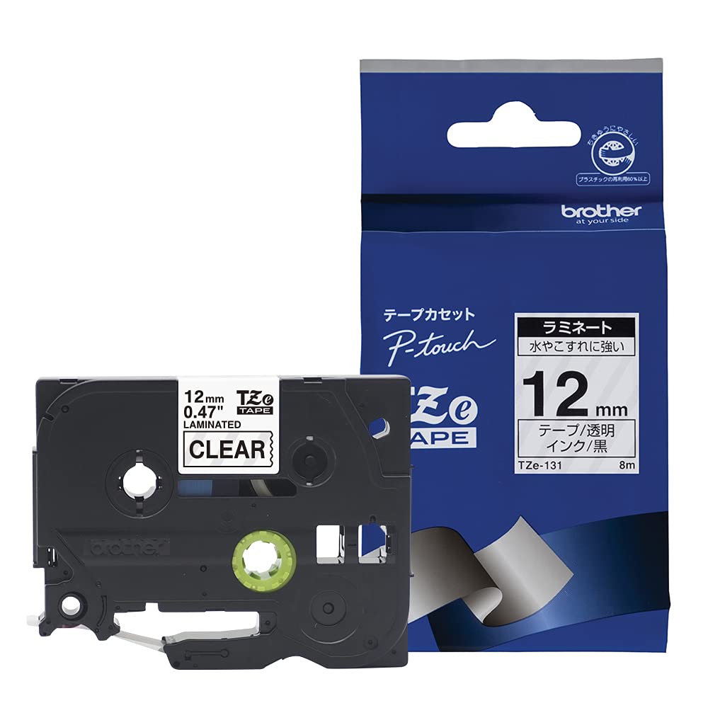 Tape/12mm black on clear f P-Touch TZE
