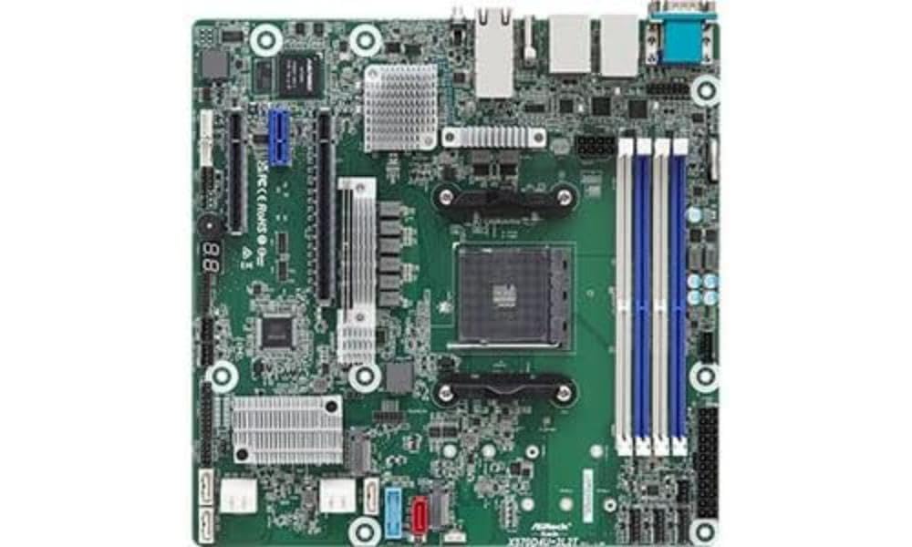 ASRock X570D4U-2L2T/BCM, 1xSKT AM4, AMD Ryzen 5000, X570, 4xDIMM, SATA, 2xM.2, 2xGbE, 2x10GbE, IPMI