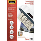 FELLOWES pochettes-dos adhesif-a3 125m x 100pk