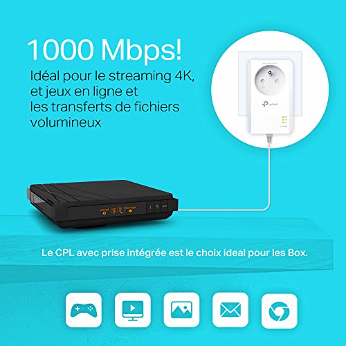 TP-LINK TL-PA7017P KIT (FR) Pack de 2 CPL AV1000 avec prise Gigogne Française