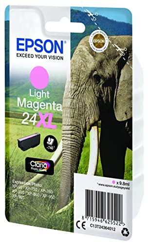 EPSON 1LB 24XL ink cartridge light magenta high capacity 9.8ml 740 pages 1-pack RF-AM blister w/s