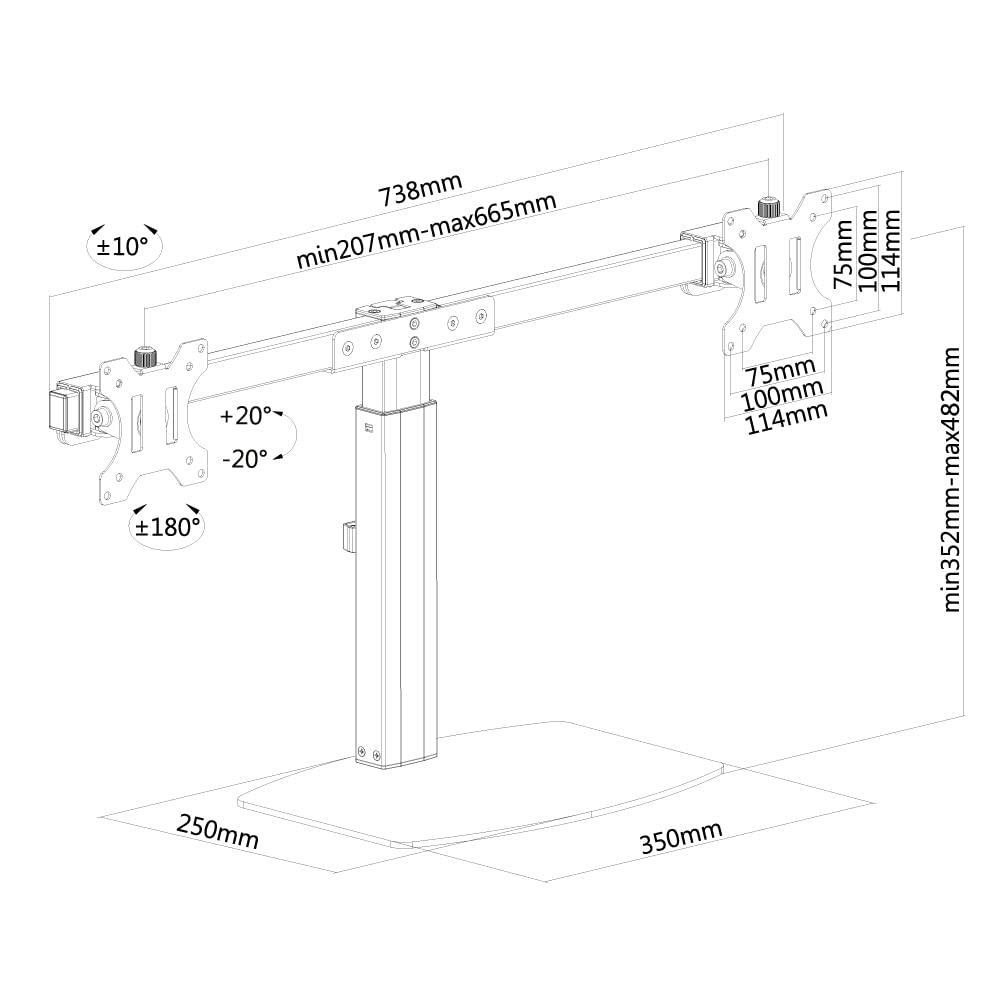 NEOMOUNTS FPMA-D865DBLACK Support décran à poser 10-27p - ressort à gaz
