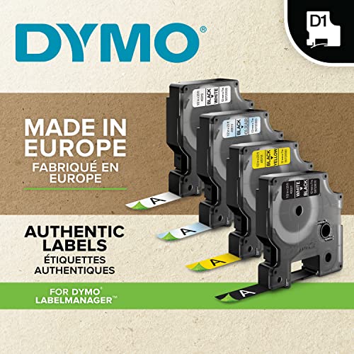 DYMO Ruban d étiquettes autocollantes D1 19 mm x 7 m, blanc sur noir