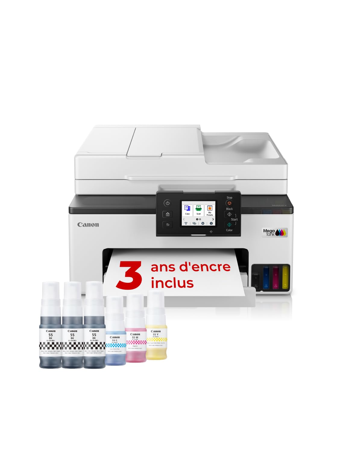 CANON MAXIFY GX2050 MFP colour inkjet refillable A4 15ipm Print 250sheets USB Wi-Fi LAN +1 ink set +2extra black bottles