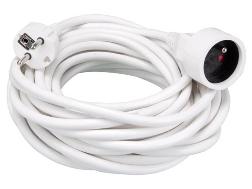 Rallonge secteur tripolaire blanche - 10,0 m
