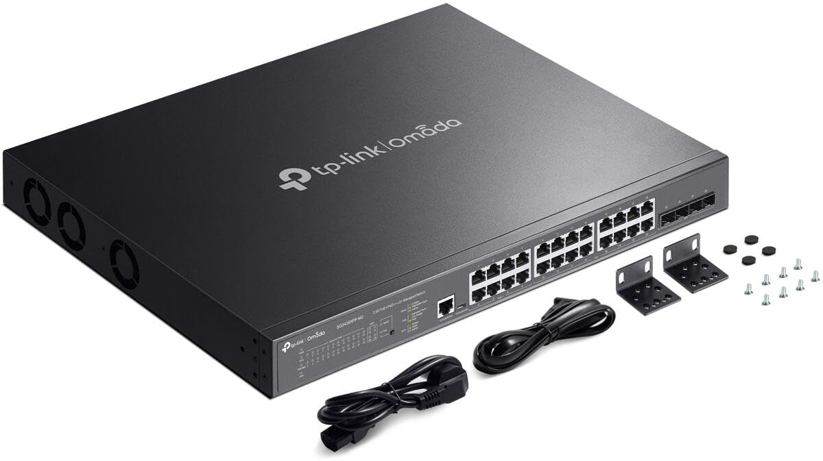 TP-LINK JetStream 24Port 2.5GBASE-T and 4-Port 10GE SFP+ L2+ Managed Switch with 16-Port PoE+ and 8-Port